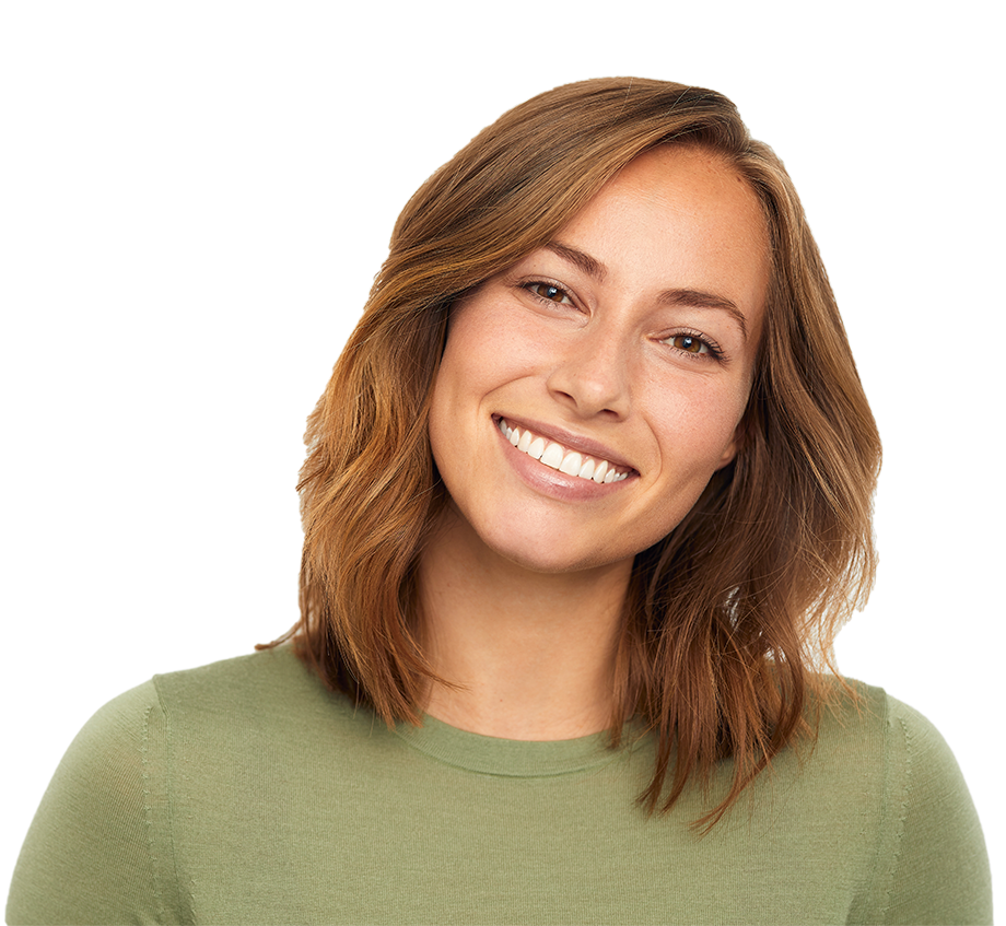 Smiling Confident Woman in Green Shirt